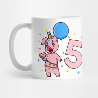 I am 5 with pig - kids birthday 5 years old Mug